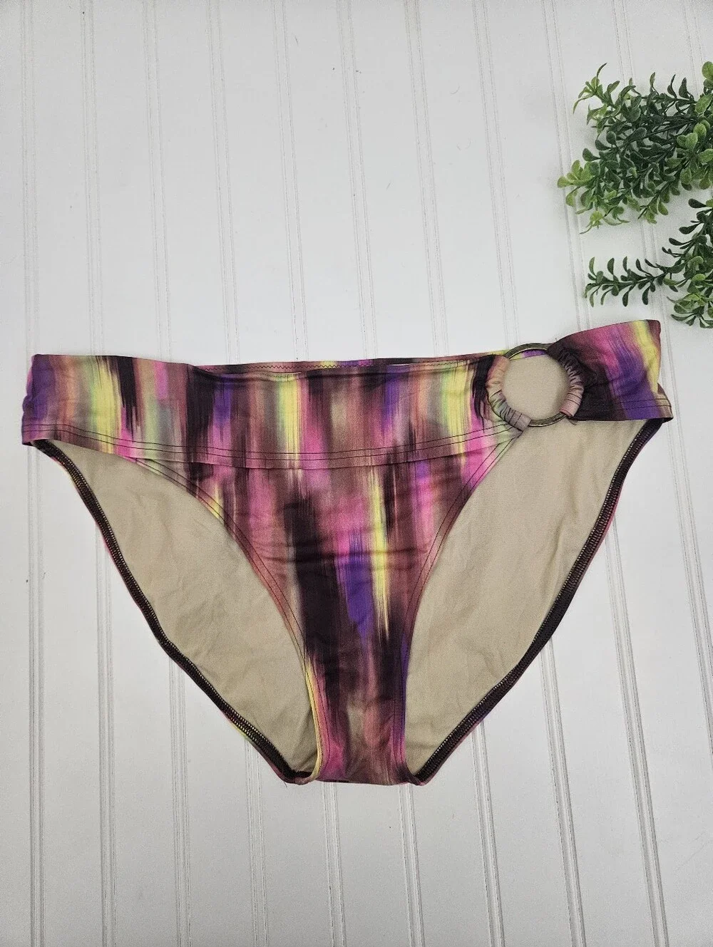 Victorias Secret Bikini Bottoms Size XL Watercolor Pink Purple Swimming Beach